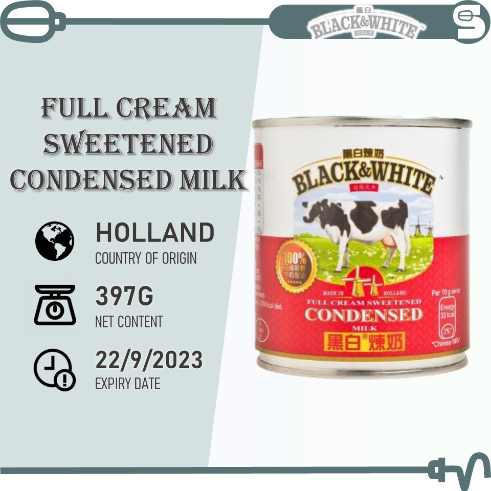 [Expiry 22/9/2023] BLACK & WHITE Full Cream Sweetened Condensed Milk