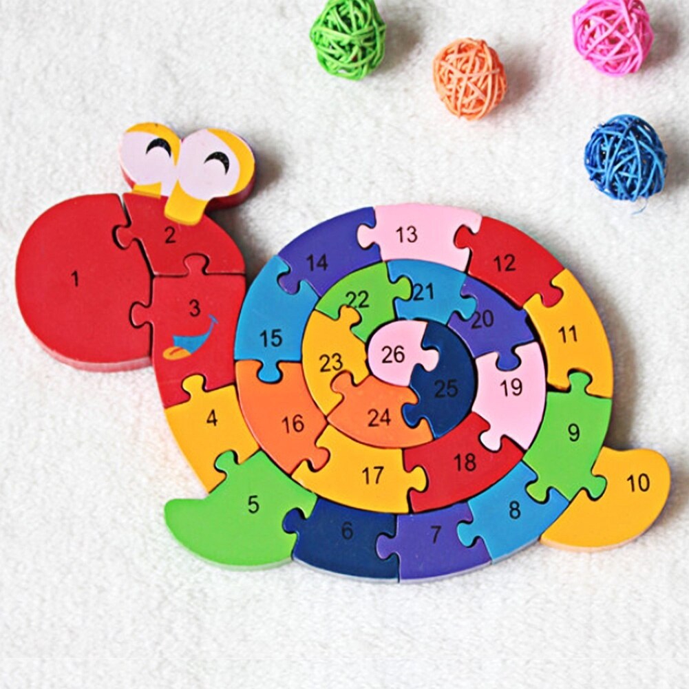 26 Letters And Numbers Doublesided Wooden Toy Animal Jigsaw Puzzle