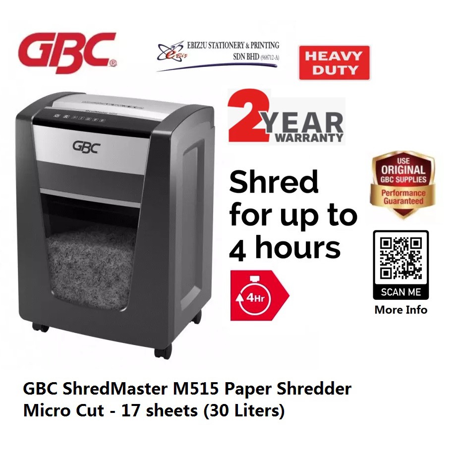 GBC ShredMaster M515 4 Hours Non Stop Paper Shredder Micro Cut 17