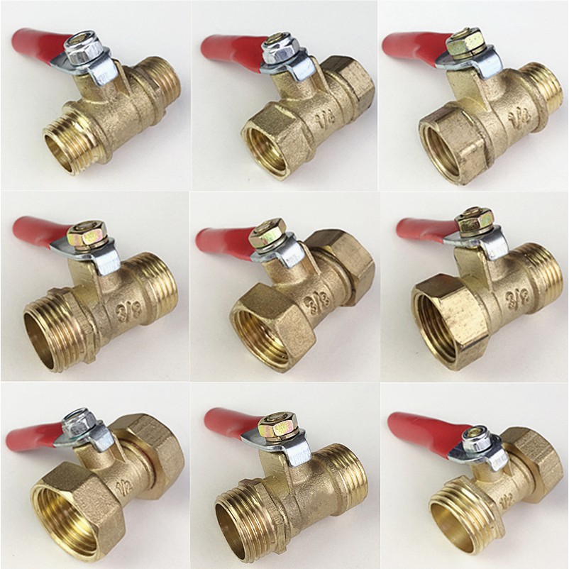 Brass Ball Valves 1/4" 3/8" 1/2" Male Female Thread Copper Brass Ball