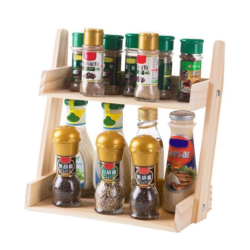 Wooden Herbs Jars Kitchen Storage Multifunction Multilayer Holder