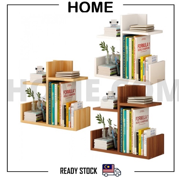 HOME Sturdy Wooden Table Top Book Rack Book Shelf Table Organizer Rak Buku Bookshelf Bookcase