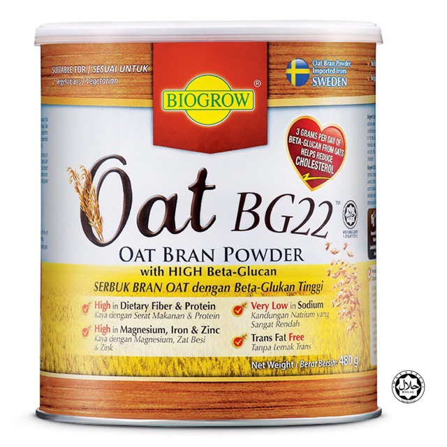 Biogrow Oat BG22 with High Fibre BetaGlucan Cholesterol Lowering 480gm