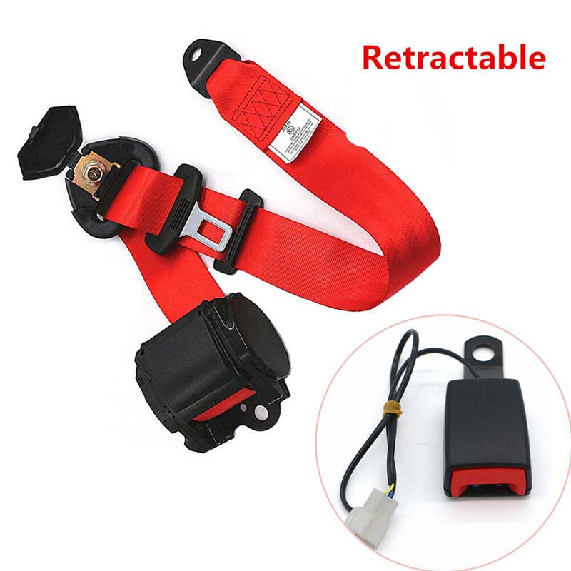 Adjustable Retractable Red Car Safety Belt Seat Belt Round Belt 3 Point Safety Strap Car
