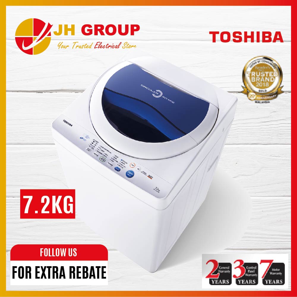 TOSHIBA 7.2KG FULLY AUTO WASHING MACHINE AWF820SM(WB) NON INVERTER WASHER MESIN BASUH *LARGER