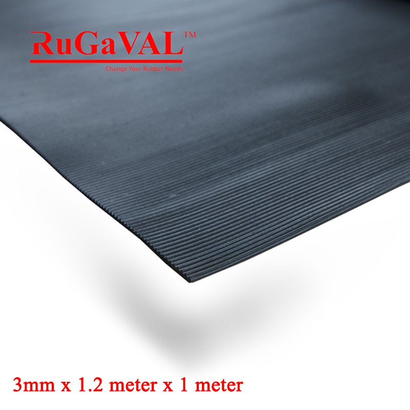 Ribbed Rubber Mat,(Size3mm(T)x1.2mtr(W)x1mtr(L),corrugated pattern mat