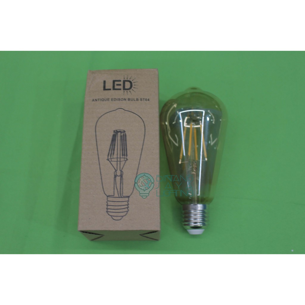 Led FILAMENT ST64 Glass Tea VINTAGE EDISON 4 WATT (Yellow) Shopee