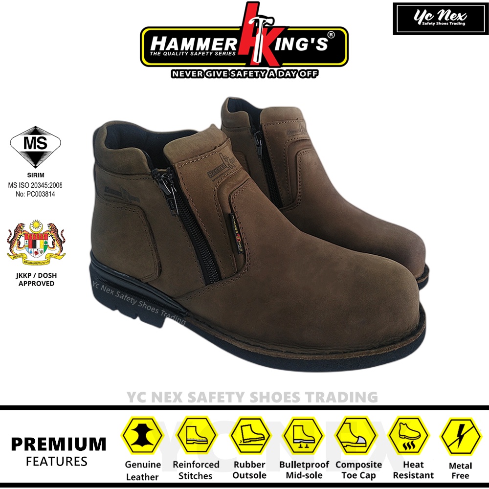 SAFETY SHOES SAFETY BOOTS HAMMER KINGS 13035 MID CUT ZIP ON PREMIUM