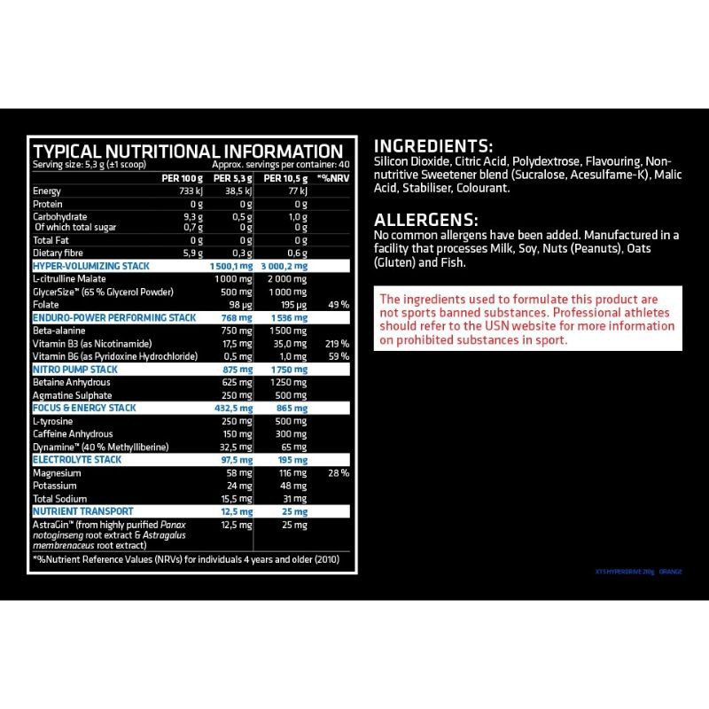 Buy USN Qhush Hyperdrive PreWorkout Ultra Extreme Muscle Pump Strength
