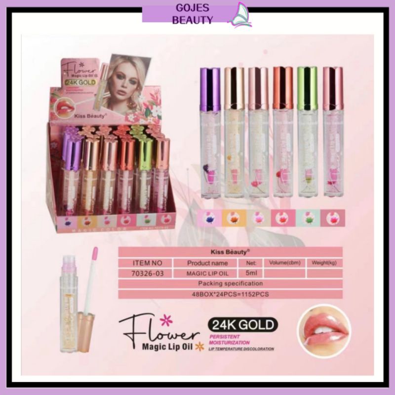 KISS BEAUTY 24K Gold Flower Magic Lip Oil Lip Temperature