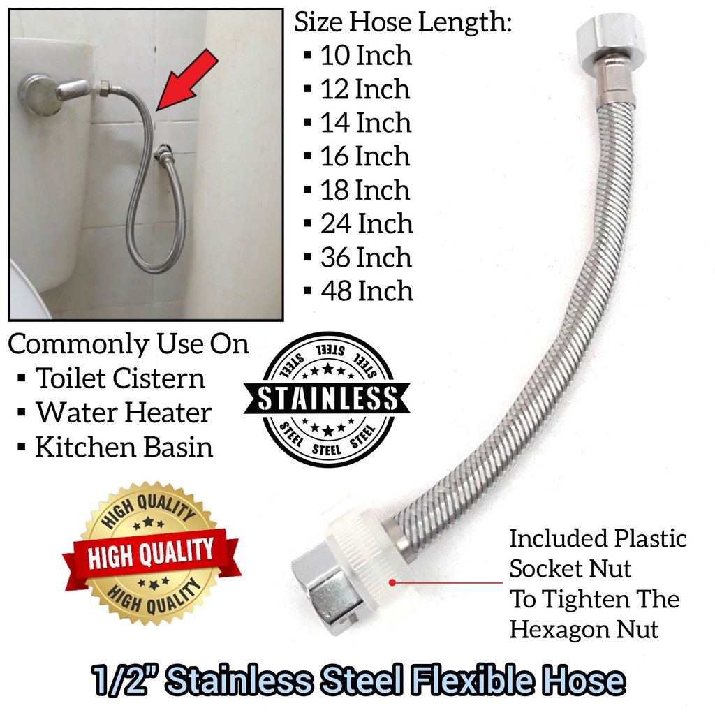 Stainless Steel Flexible Hose For Water Heater , Basin Bibtap , And