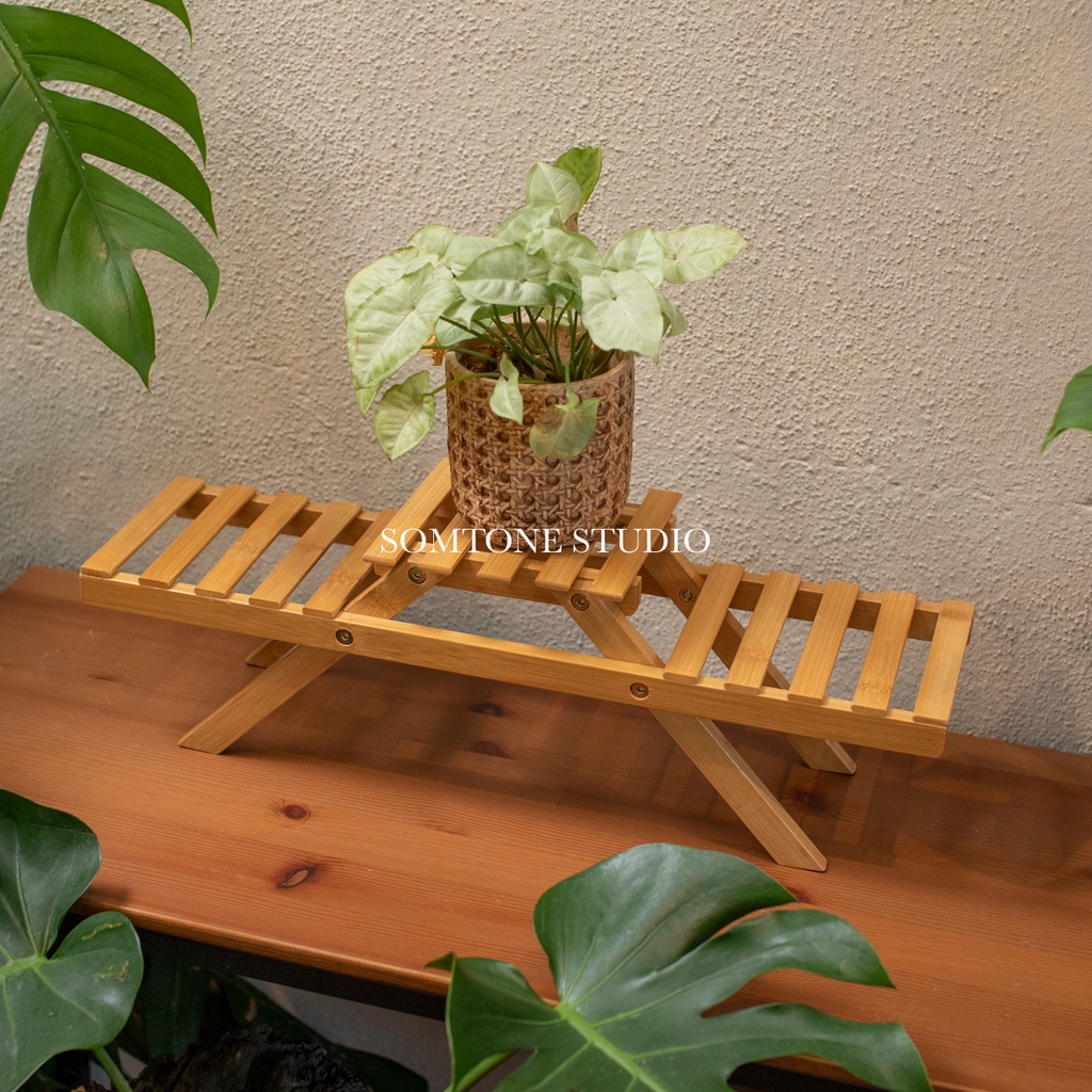 Mini Bamboo Flower Rack Indoor Outdoor Plant Rack Gardening Pot Stand