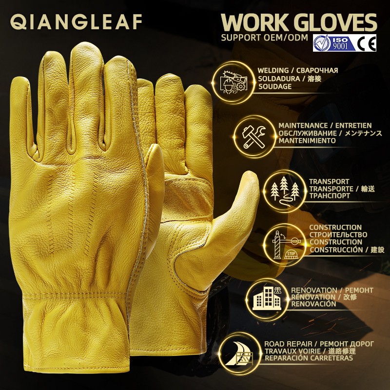 Men's Top Layer Cowhides Leathers safety Gloves working leather
