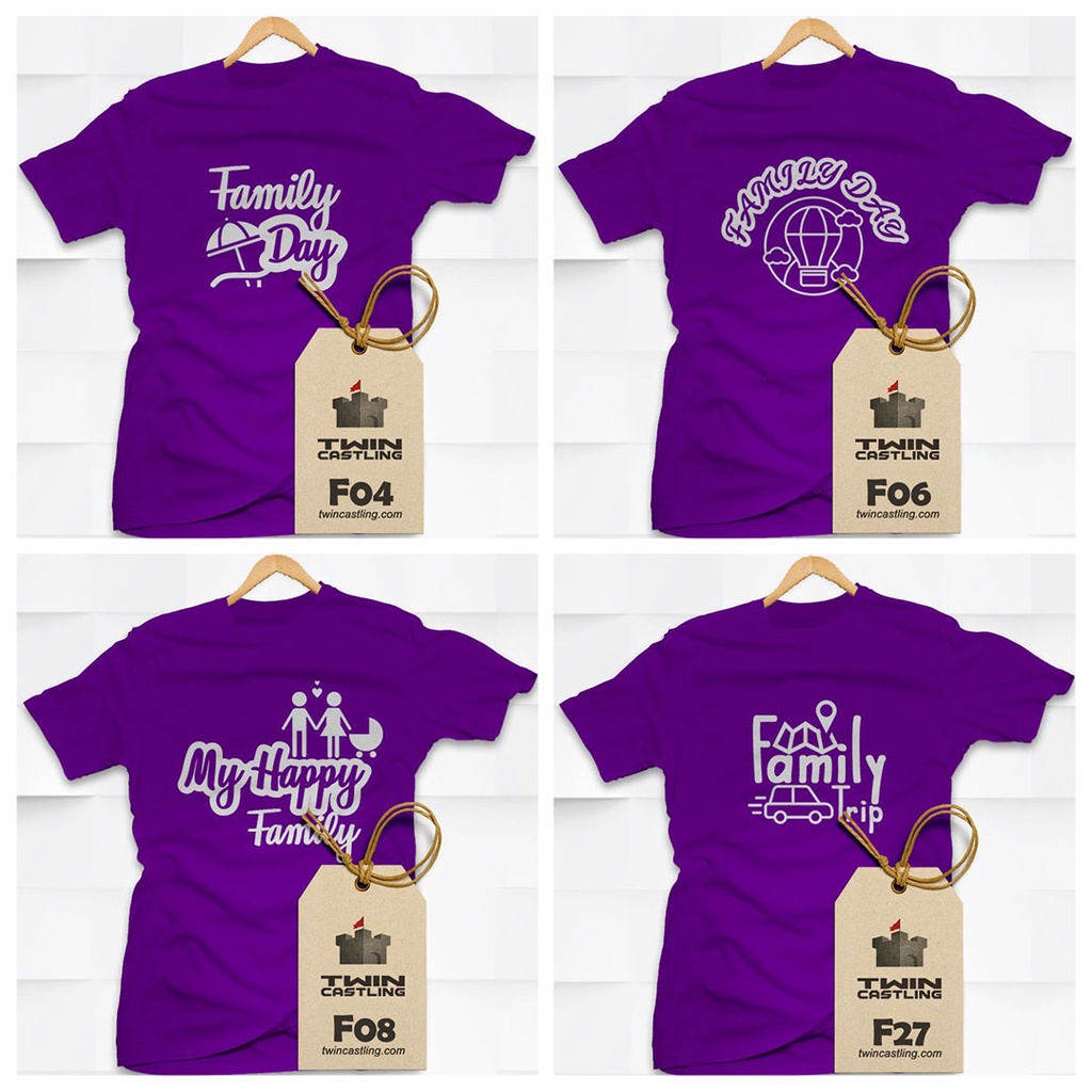 Tshirt Family Day, Birthday & Rewang Custom Purple Shirt Twin