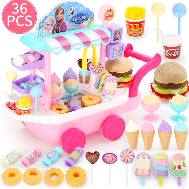 Ready StockFrozen Elsa ice cream truck trolley toy shop/Dessert playset