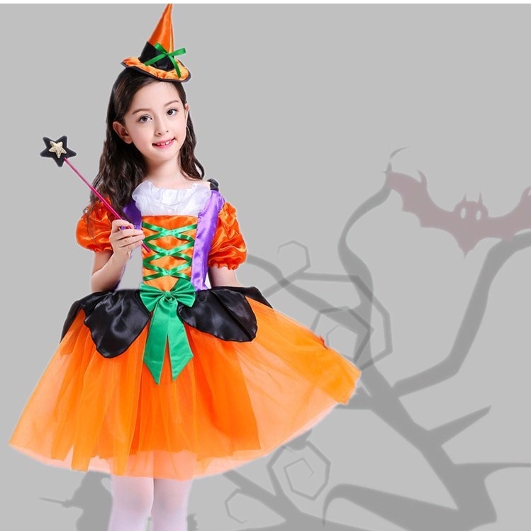 Children's Halloween Costumes Kid Cosplay Witch Costume Roll Play Girl