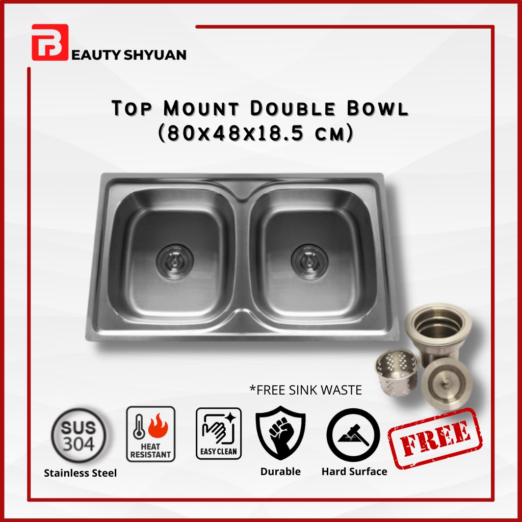 CABANA CKS8048 Sinki Stainless Steel Sink Top Mount Sink Double Bowl
