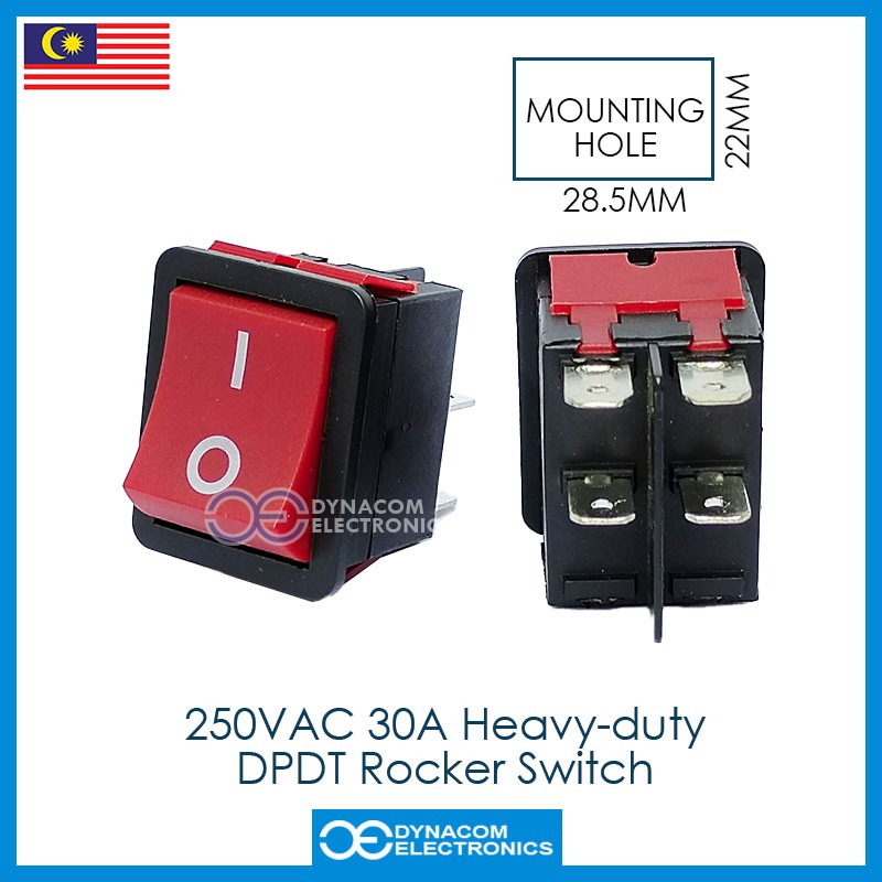 4Pins 250VAC 30A HeavyDuty DPDT Rocker Switch ON/OFF Switch [Suis