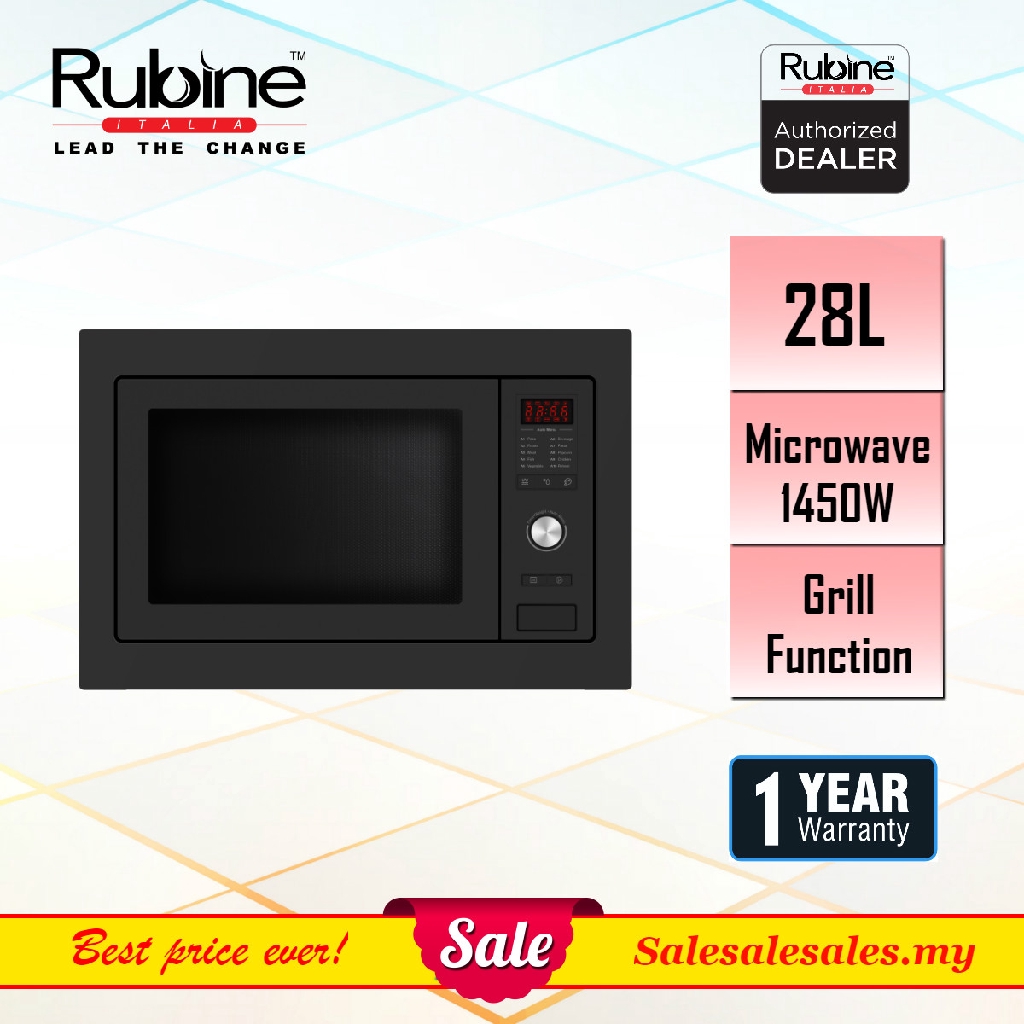 Rubine RMOOREO28BL 28L Builtin Microwave Oven with Grill Function