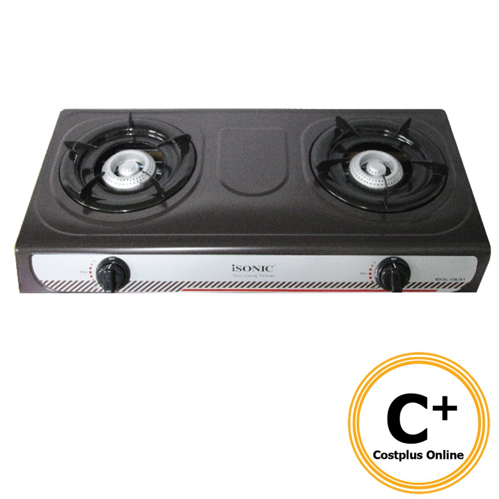 ISONIC Gas Stove 2 Hobs IGB001 (New Model Stainless Steel ) Dapur Gas