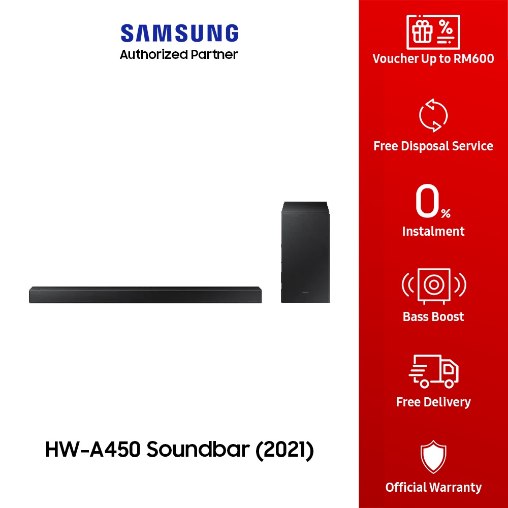 Samsung 2.1 Channel (HWB450) Soundbar with Powerful Bass Boost HWB450/XM Shopee Malaysia