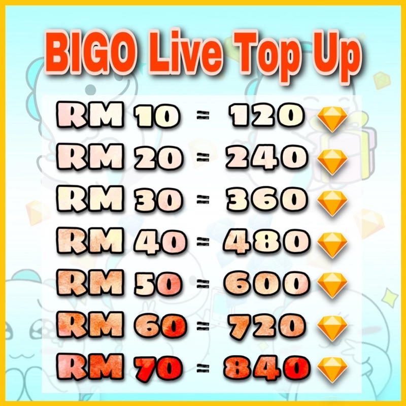 [BIGO ID] BIGO LIVE TOP UP CHEAPEST TOPUP BIGO LIVE DIAMOND Shopee