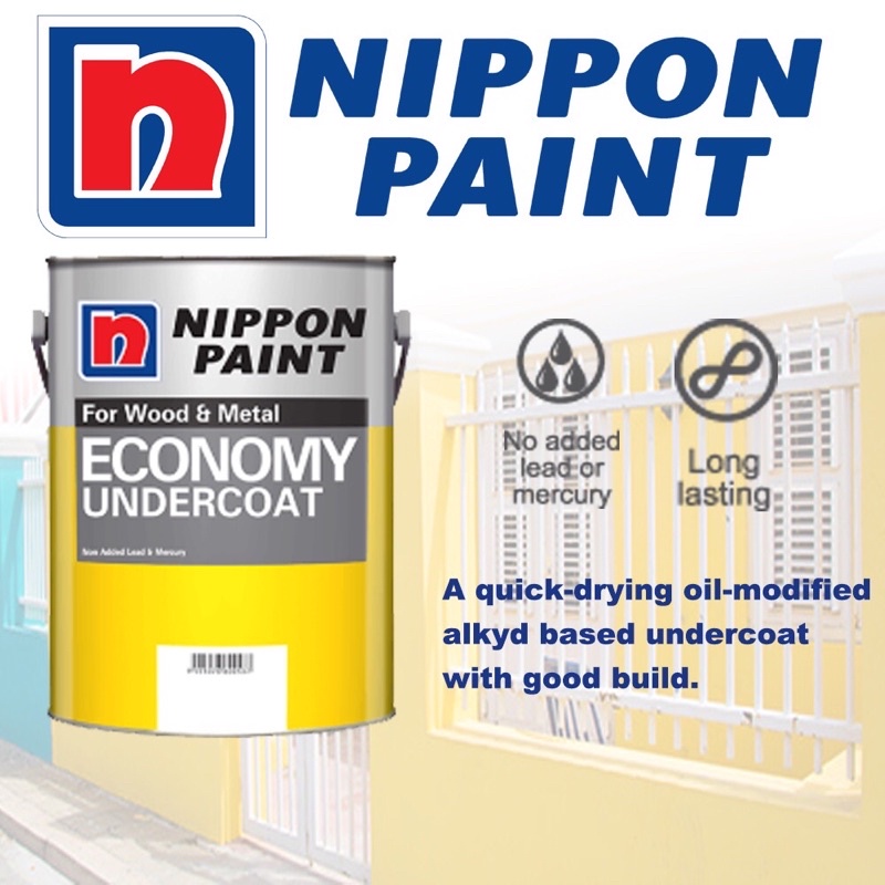 5L Nippon Economy Undercoat Paint White Colour For Wood & Metal