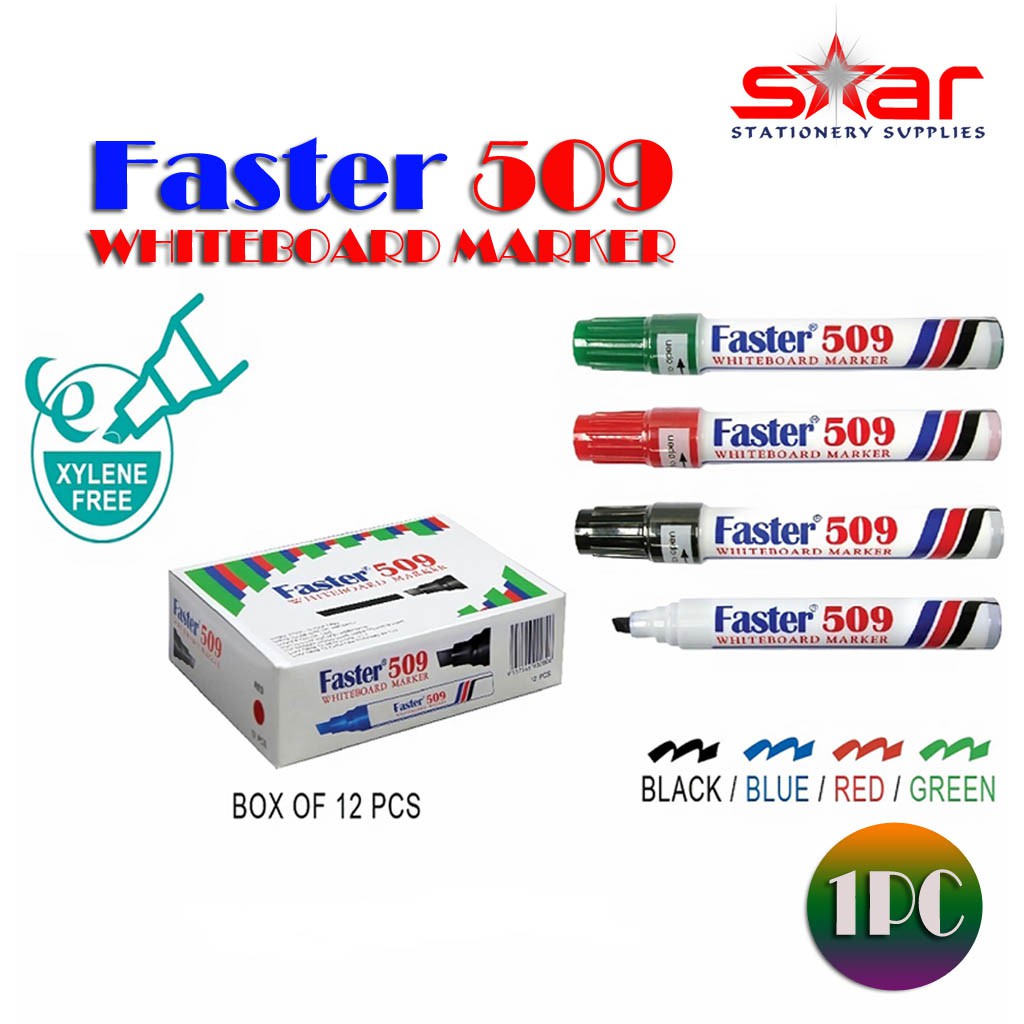FASTER 509 WHITEBOARD MARKER (CHISEL) Arcylic Tip & Xylene Free