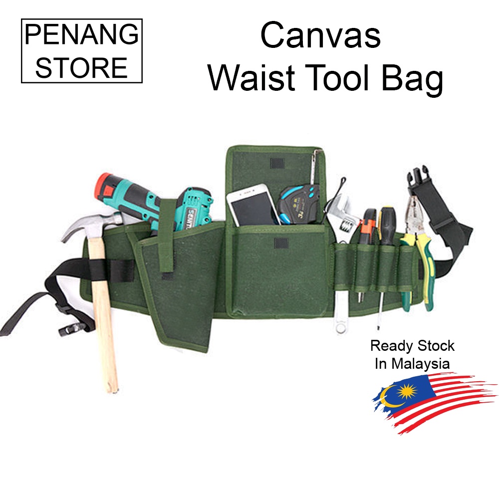 Canvas Waist Tool Bag / Carpenter tool bag / Nail Bag Shopee Malaysia
