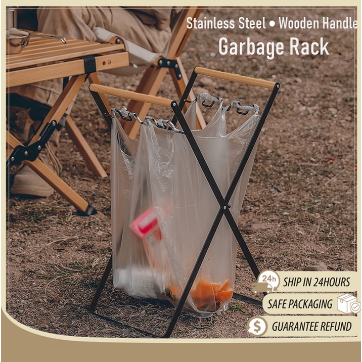 Camping Foldable Garbage Bin Trash Bag Holder Space Saving Rubbish Bin