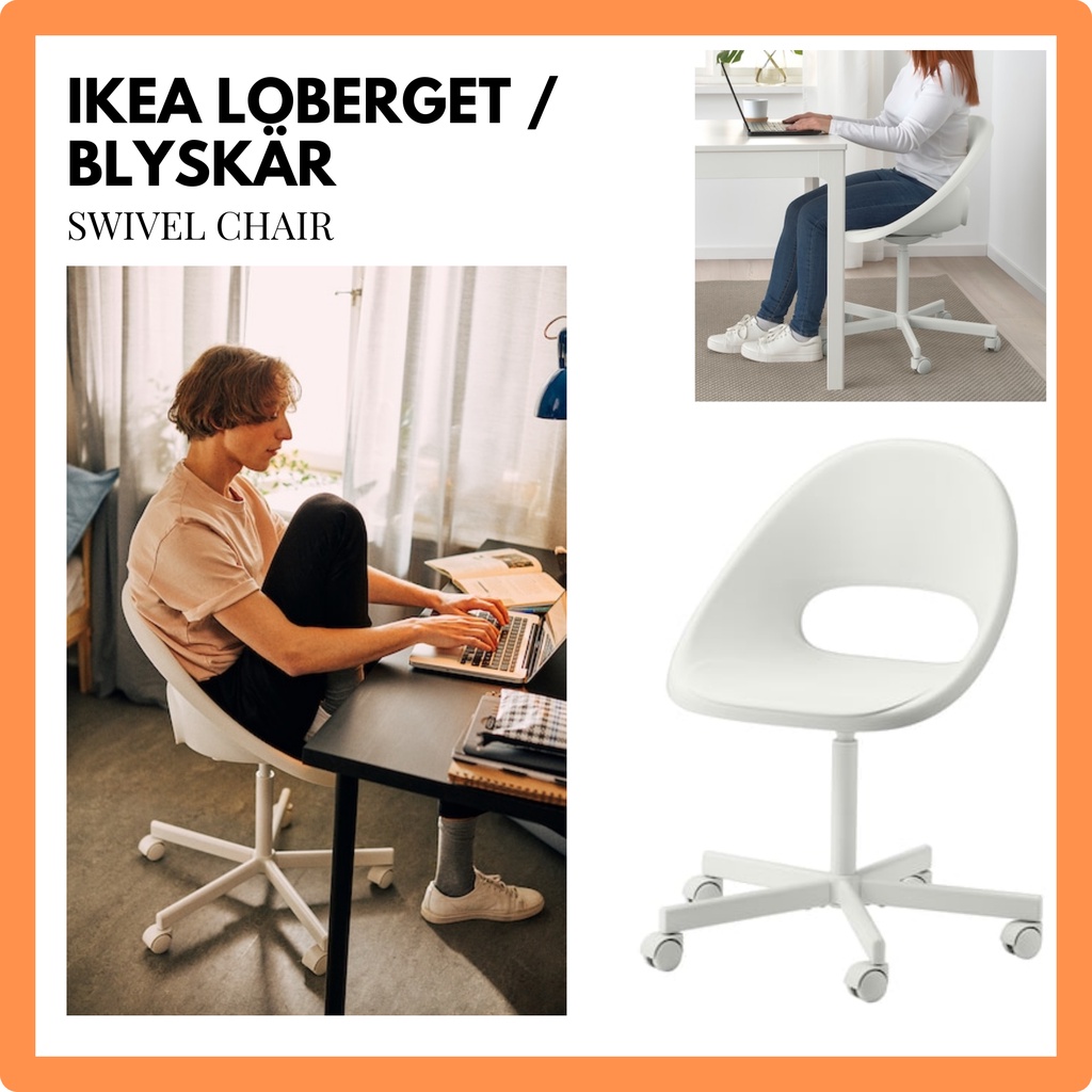 Swivel chair LOBERGET / BLYSKAR Ikea white (100 GENUINE) Shopee Malaysia