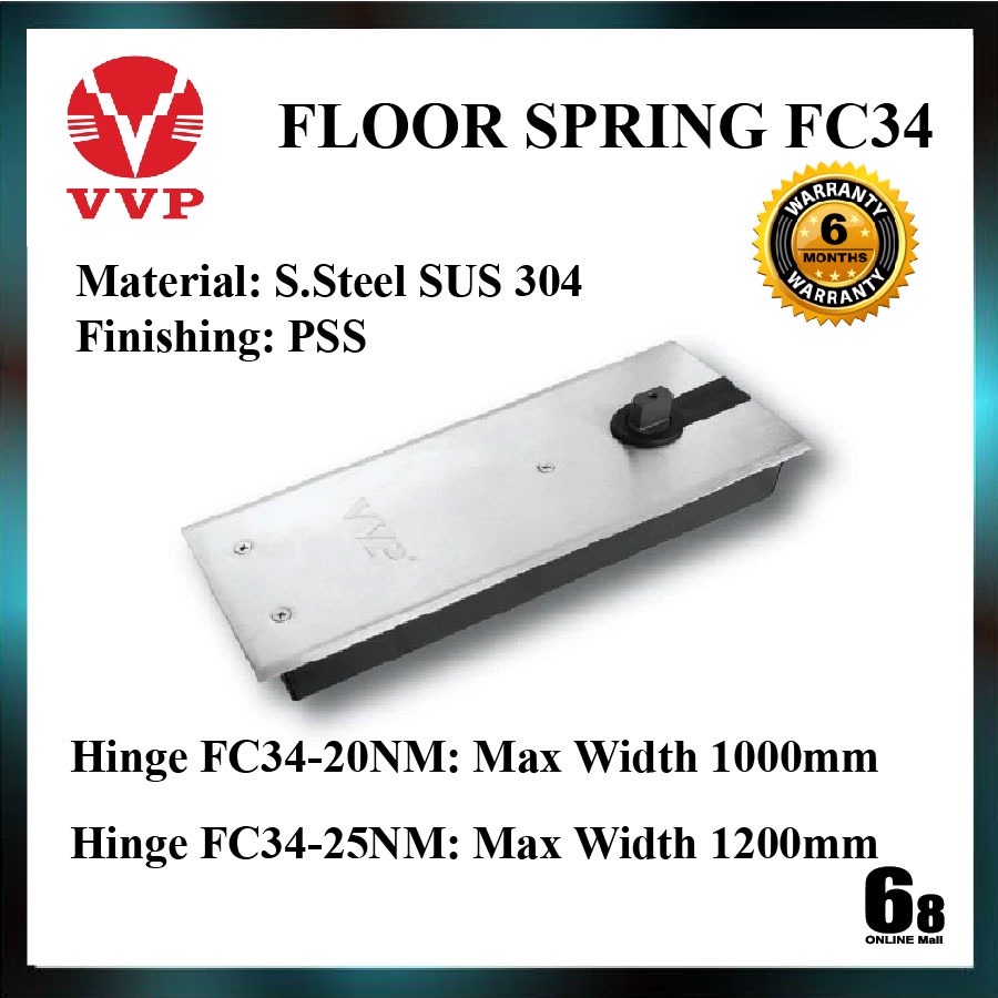 VVP FC34 20nm / 25nm Floor Spring Floor Hinge with SIRIM testing report