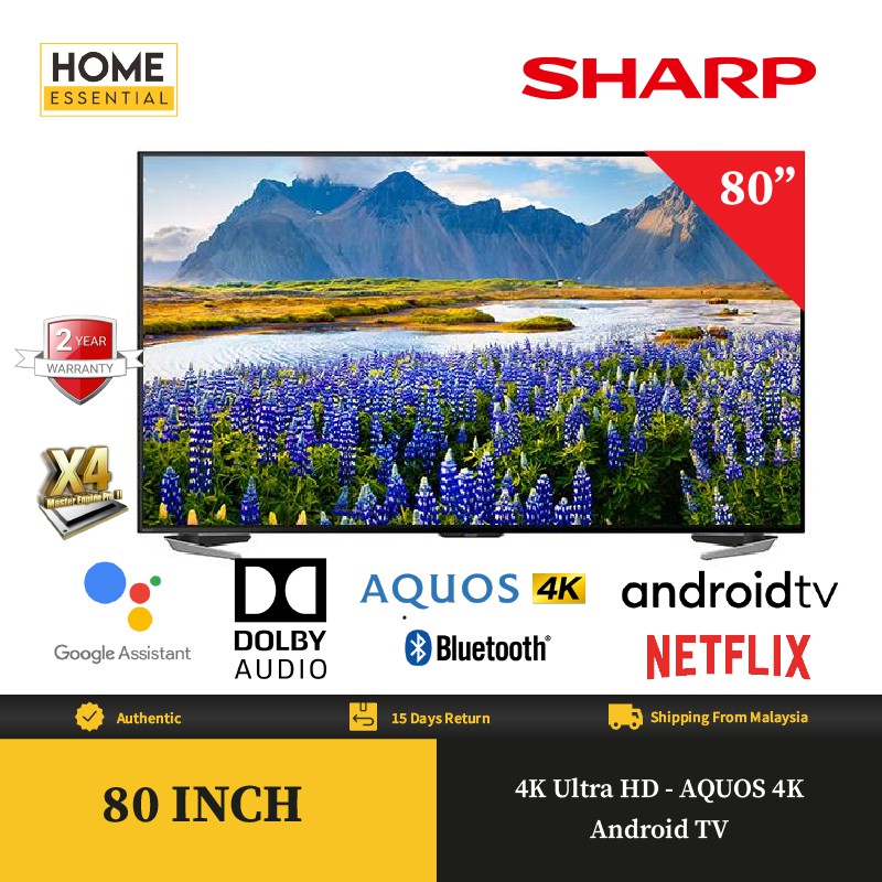 SHARP 80 inch 4K UHD Android TV 4TC80CL1X Shopee Malaysia