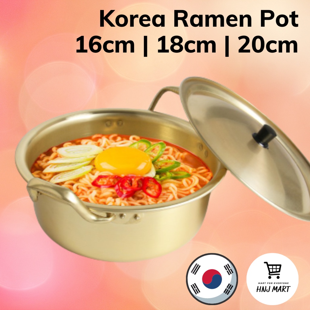 Korea Premium Ramen Pot with Cover 16cm/18cm/20cm Korea Gold Pot/Yellow