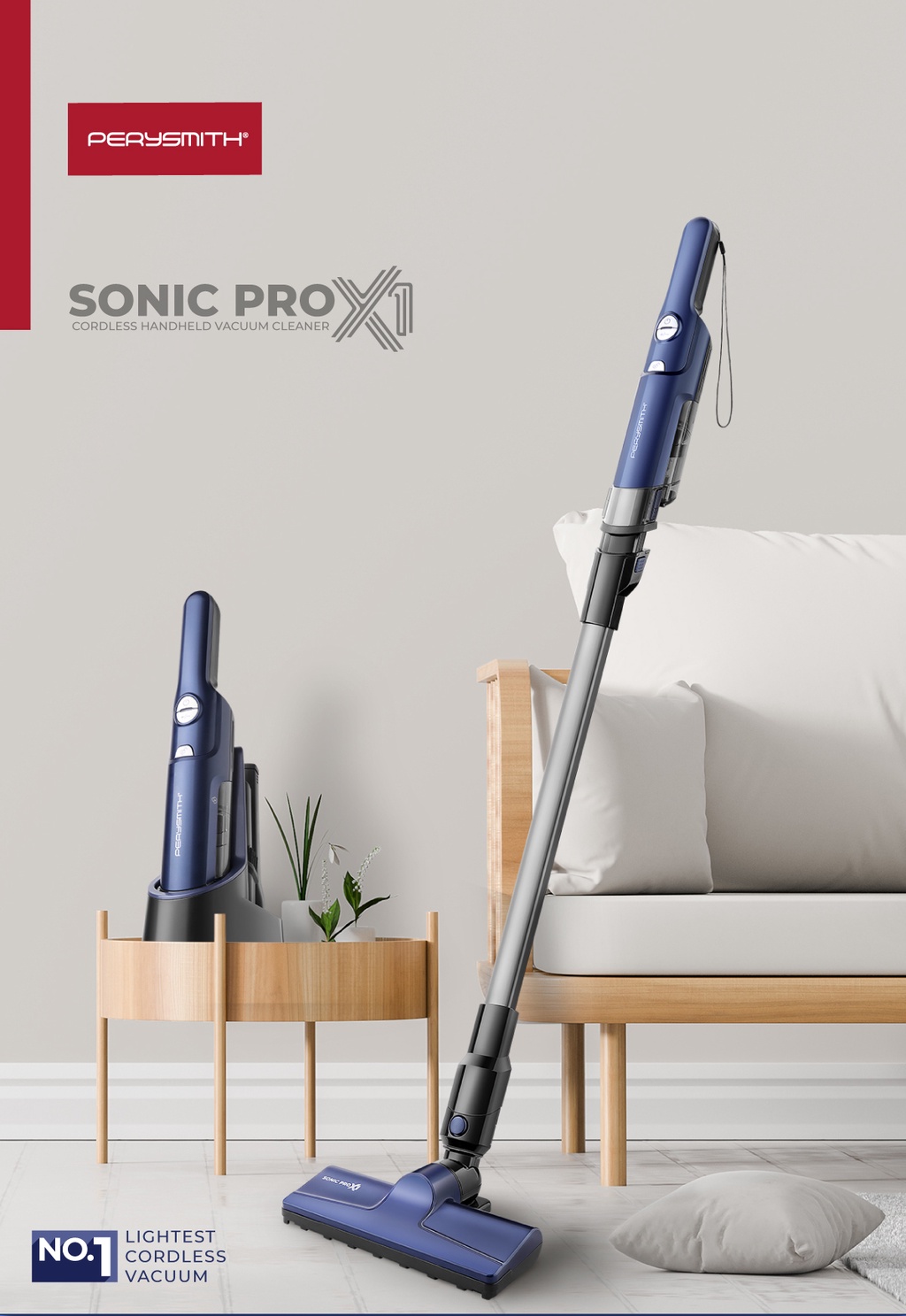 PerySmith Cordless Handheld Vacuum Cleaner Sonic Pro X1 PGMall