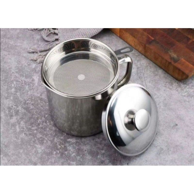 Penapis minyak Masak Cooking Oil Filter Stainless Steel Kitchen Oil Filter Container With Cover
