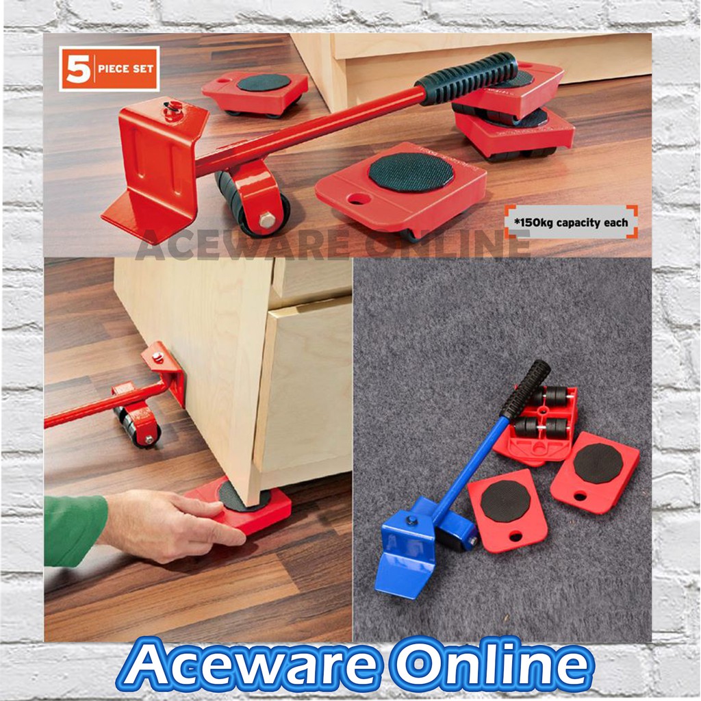 FURNITURE LIFTER 4 Wheeled Mover Roller+Wheel Bar Furniture Transport