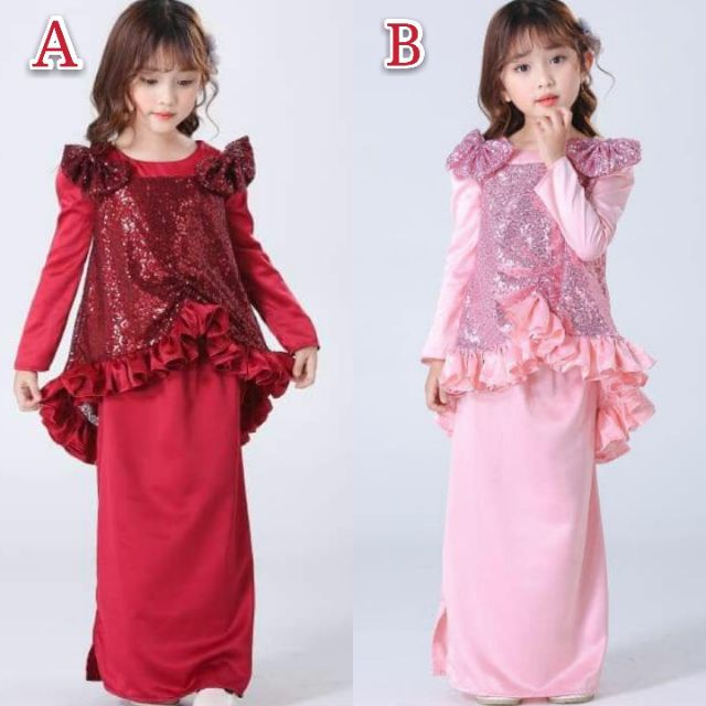 Modern new design sweet lace sequin baju raya ( tip top material but