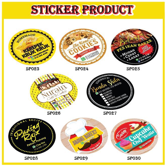 50PCS STICKER CUSTOM LABEL PRODUCT MAKANAN [HANYA TARIK & TAMPAL