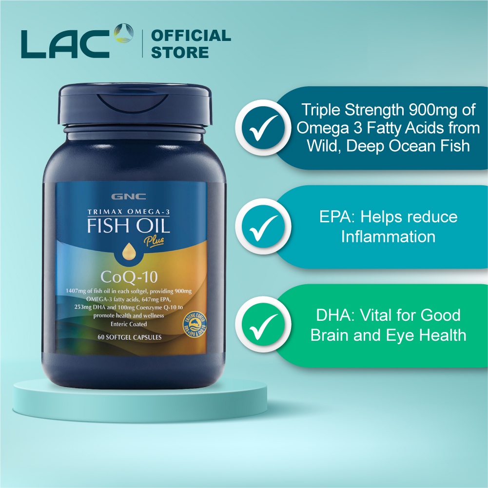 [Expiry Jun 2023] GNC Trimax Omega3 Fish Oil Plus CoQ10 (60 Softgel