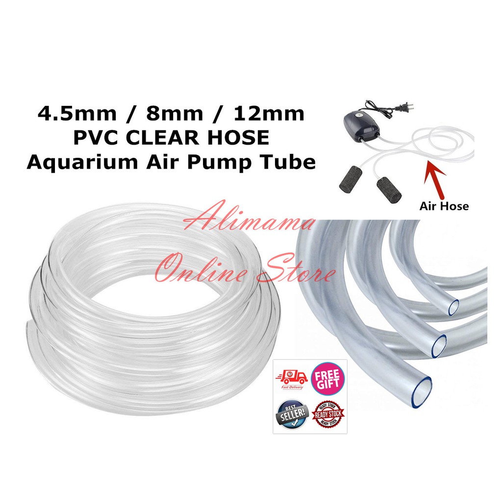 4.5mm / 8mm / 12mm Aquarium Air Pump Tube PVC Hose Pipe Fish Tank Air
