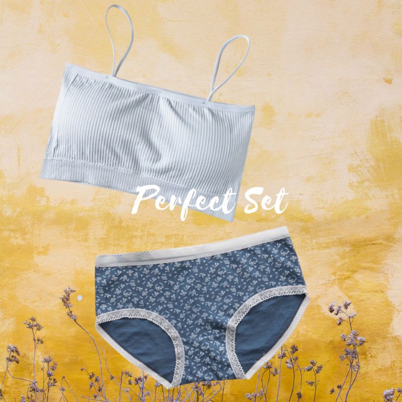 Bras and Panties Set Cotton Stretchable Shopee Malaysia