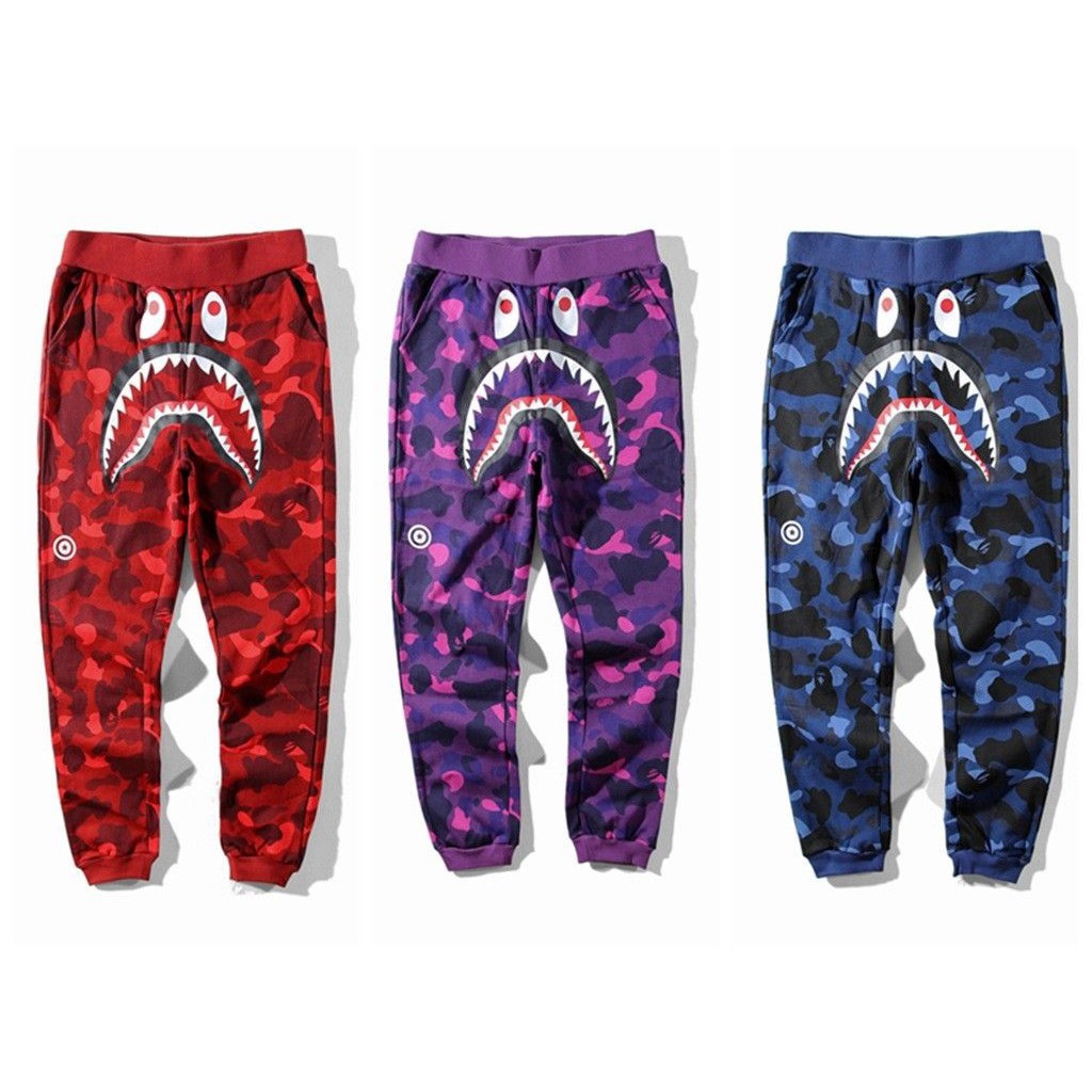 Modern Fashion BAPE A Bathing Ape Shark Head Camouflage Sweatpants Men