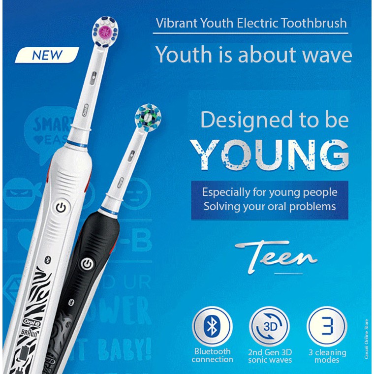 OralB Pro 4500 TEEN Electric Rechargeable Toothbrush for Use with Braces Shopee Malaysia