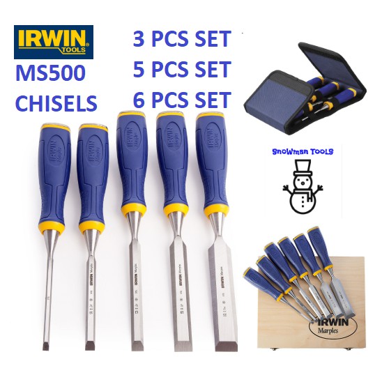 IRWIN MS500 CHISELS 3 PCS 5 PCS 6 PCS WOOD CHISEL SET WOODWORKING CUTTING MARPLES 1/4'' 3/8'' 1/