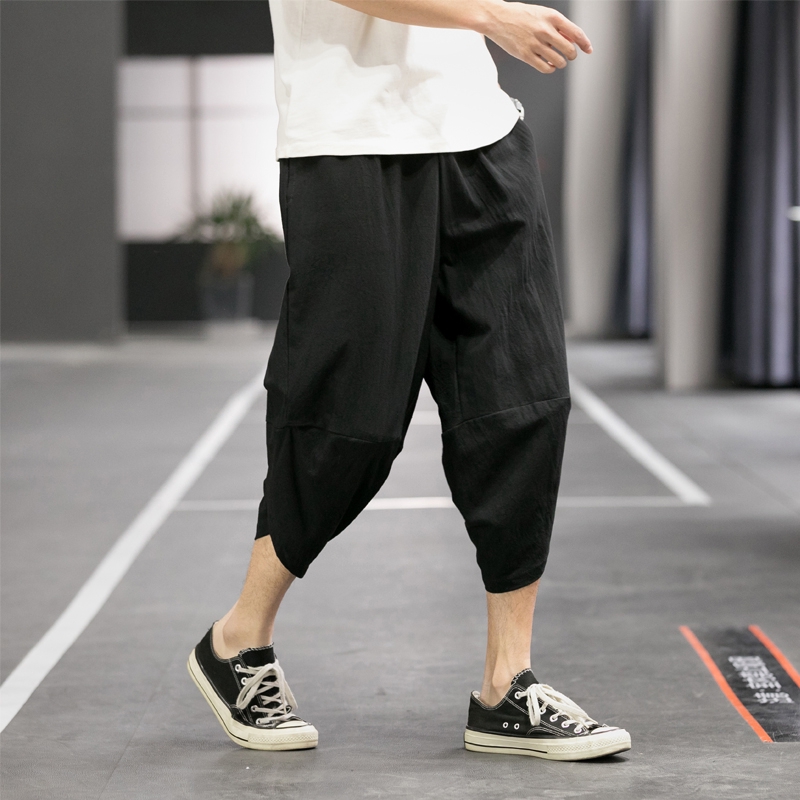 Men Harajuku Harem Pants 2022 Mens Summer Cotton Linen Joggers Pants