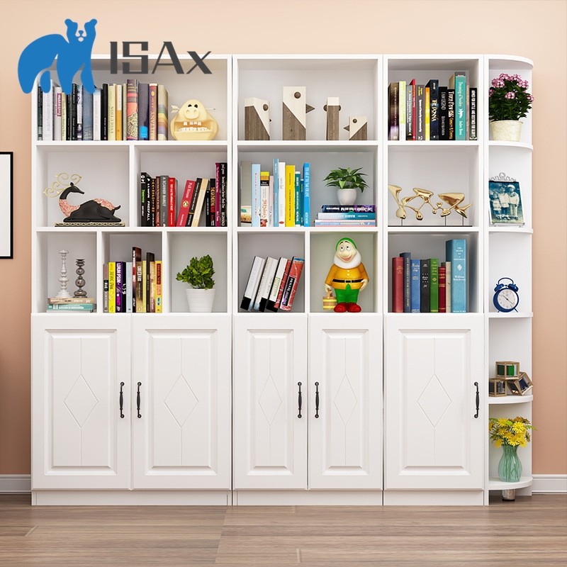 ISAX_Simple and modern solid wood bookshelf floor with door living room