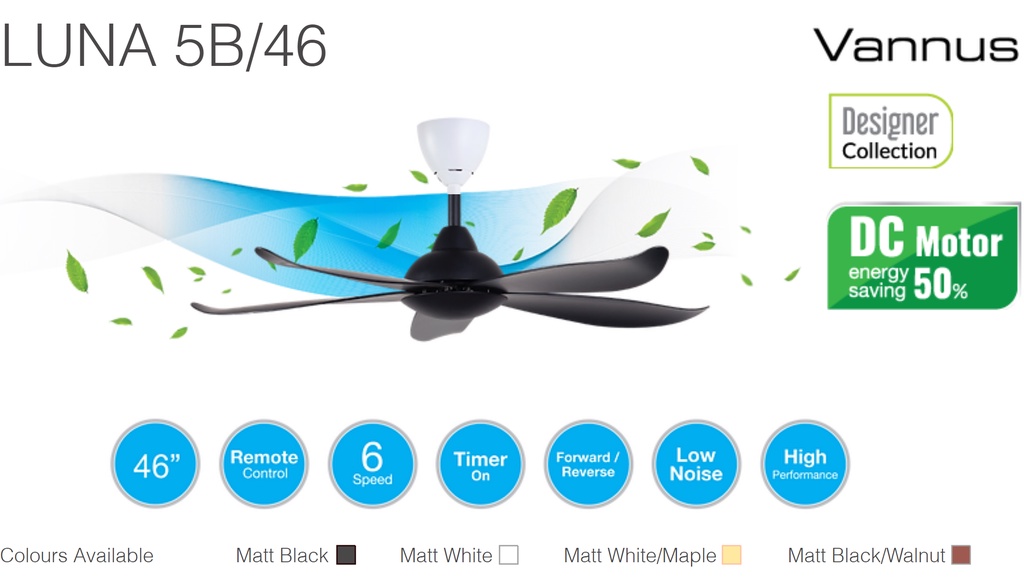 Alpha Ceiling Fan (40 Inch / 46 Inch / 56 Inch) 6Speed DC Motor Remote