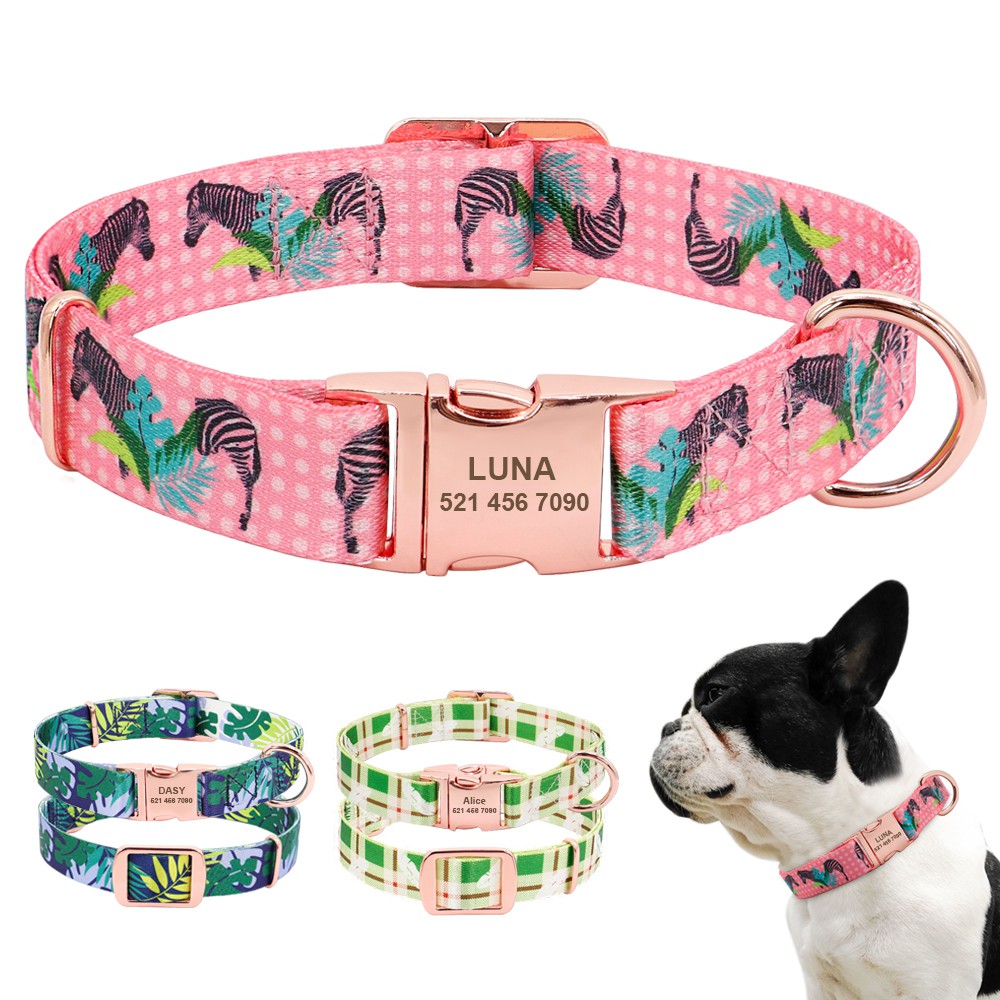 Personalised Pet Dog Collar Adjustable Nylon Durable Pet Puppy ID Name