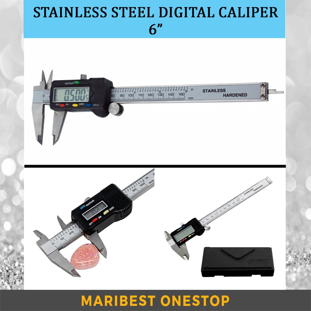 Stainless Steel Digital Caliper 6" / 2PCS LR44 AG13 TMI ALKALINE
